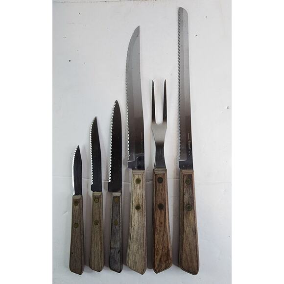 Forgecraft Stainless Steel 6 Piece vintage Knife Set USA 5 Knives 1 Fork - Picture 6 of 12